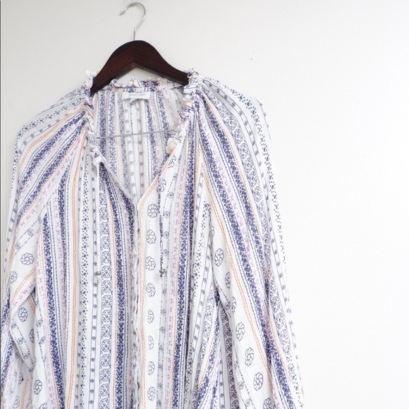 GRACE AND LACE WILLOW BUTTON DOWN PEASANT BLOUSE - Picture 3 of 9